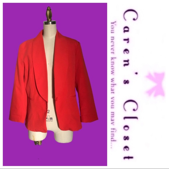 Cynthia Rowley Bright Orange & Print Lined Blazer Jacket - Picture 8 of 8